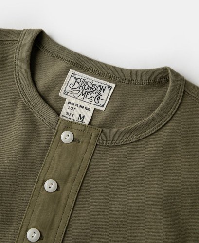 Vintage henley tričko s krátkym rukávom | Army zelená
