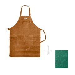 Sada | Celokožená zástera BOB | Koňaková & Kniha kuchárska Pána Tymiána