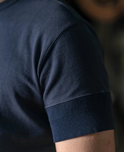 Vintage Short Sleeved Henley T-Shirt | Navy - Size: S