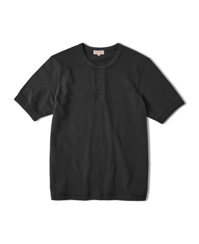 Tubulárne henley tričko s krátkym rukávom | Čierne - Veľkosť: XL