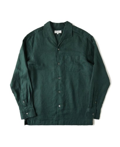 Vintage Italian Camp Collar Linen Shirt | Ocean Green - Size: M