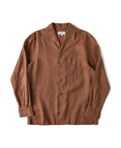 Ľanová košeľa s talianskym vintage golierom | Hrdzavá