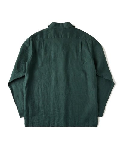 Vintage Italian Camp Collar Linen Shirt | Ocean Green - Size: M