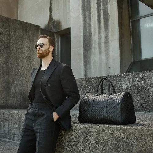 Celokožená príručná taška JAMES | Špeciálna edícia | 30 l | Čierna