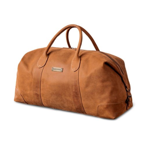 Veľká celokožená víkendovka DAVID | 60 - 80 l | Koňaková