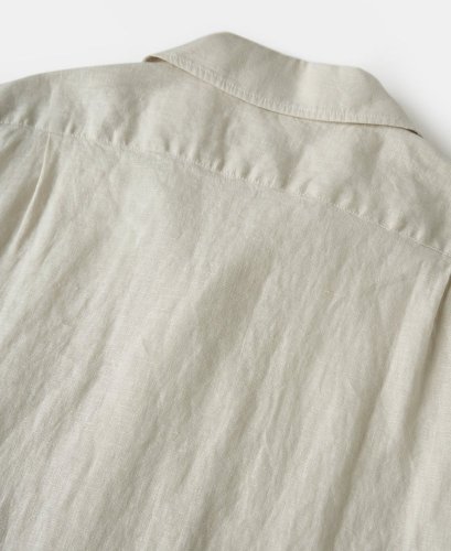 Ľanová košeľa s talianskym vintage golierom | Béžová - Veľkosť: M