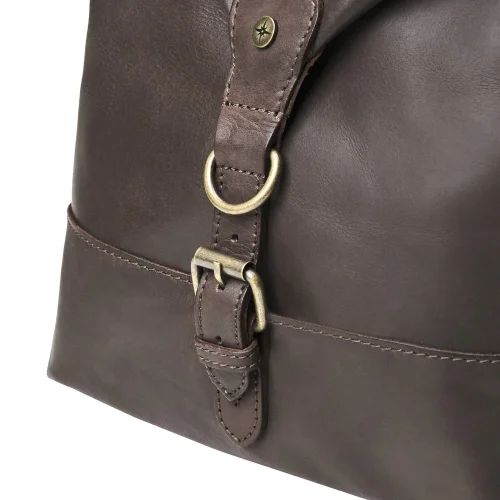 Veľká celokožená víkendovka DAVID | 60 - 80 l | Kávová