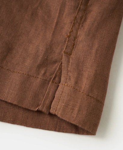 Ľanová košeľa s talianskym vintage golierom | Hrdzavá