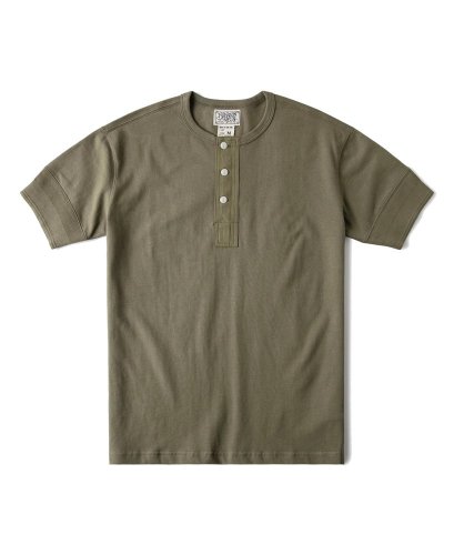 Vintage henley tričko s krátkym rukávom | Army zelená