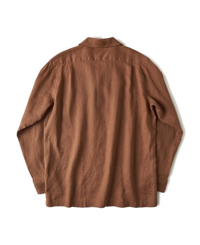 Vintage Italian Camp Collar Linen Shirt | Rust - Size: M
