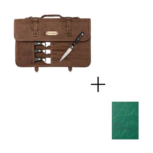 Sada | Puzdro na nože BLADE | Havana hnedá & Kniha kuchárska Pána Tymiána