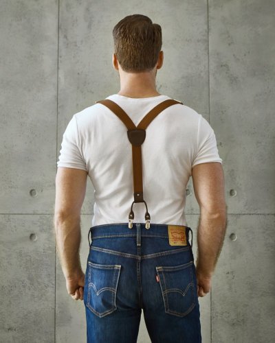 Leather Front Suspenders | Dark Brown