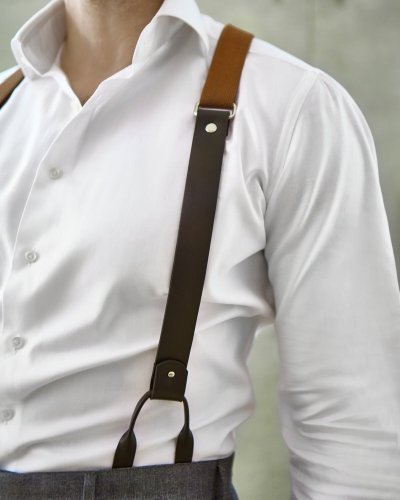 Leather Front Suspenders | Dark Brown