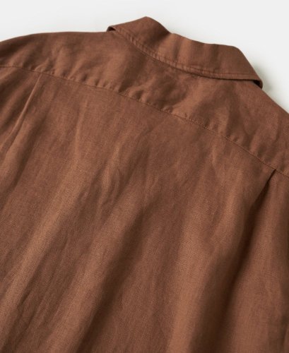 Vintage Italian Camp Collar Linen Shirt | Rust - Size: M