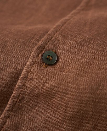 Vintage Italian Camp Collar Linen Shirt | Rust - Size: M