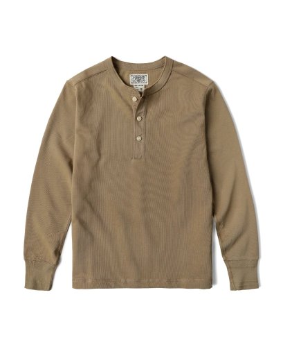 Henley tričko s dlhým rukávom | Khaki - Veľkosť: XL
