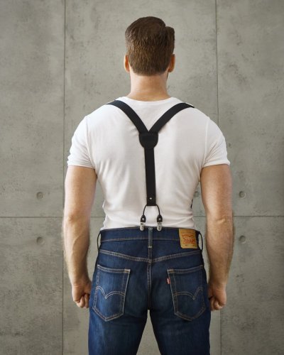 Leather Front Suspenders | Black