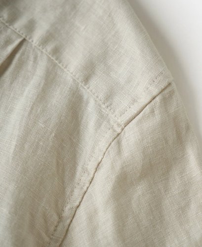 Ľanová košeľa s talianskym vintage golierom | Béžová - Veľkosť: M