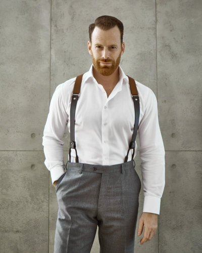 Leather Front Suspenders | Dark Brown