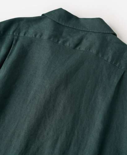 Ľanová košeľa s talianskym vintage golierom | Oceánovo zelená