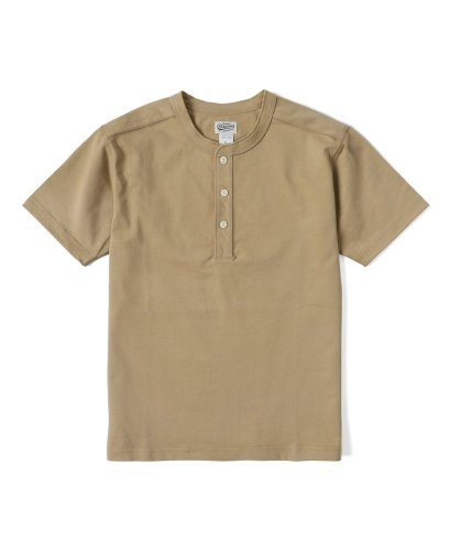 Short Sleeved Henley T-Shirt | Khaki - Size: XL